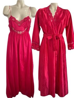 TOM BEZDUDA FOR BARAD & CO BERRY LACE GOWN ROBE SET SZ PETITE